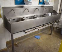 1 x Stainless Steel Hand Wash Station For Five Users - Suitable For Commercial Premises, Medical