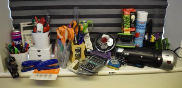 1 x Assorted Collection of Office stationery - Includes Laminator, Scissors, Calculators, Pens