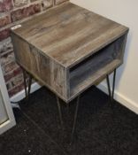 1 x Lamp Table With Driftwood Finish and Metal Legs - Contemporary Design With Magazine Shelf