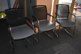 3 x Eternity Cantilever Stacking Office Chairs in Grey - CL529 - Location: Wakefield WF2 - RRP £