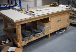 1 x Large Wooden Workbench With Undershelf and Cupboard Storage Space - H86 x W244 x D122 cms -