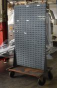 1 x Lin Bin Double Sided Wall Mounted on Trolley With Heavy Duty Castor Wheels - CL529 - Location: