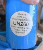 11 x Thermal Transfer Ribbons For Thermal Label Printers - UN260 - Size 104mm x 360m