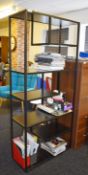 1 x Multi-shelf Industrial Style Shelf Unit in Black - Six Shelves Linked by Eye Catching Metal Work