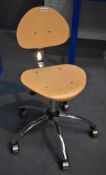 1 x Office Swivel Chair With Chrome Base and Wooden Seat and Back Panels - Ref 398 - CL501 -
