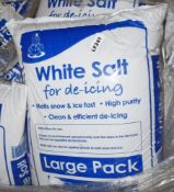 Approx 14 x Large Packs of White Salt For De-Icing - 25kg Packs - High Purity Salt to Melt Snow