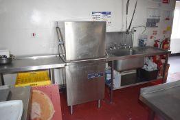 1 x Maidaid Commercial Dishwasher With Inlet Wash Table, Hose Tap and Outlet Table - Model C103SWS -