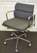 1 x Eames Inspired Office Chair - Swivel Office Chair Upholstered in Grey Fabric With Padded Seat