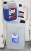 1 x Assorted Collection of Vehicle Fluids Including De-Ionised Water, Screen Wash and Antifreeze/