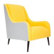 1 x Lauran Wolf & Sunshine Armchair - Two Tone Wool Fabric in Yellow and Grey - RRP £779!
