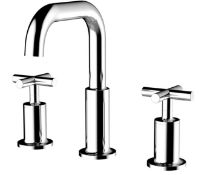 1 x 3-Hole Solid Brass Bathroom Wash Basin Tap With A Chrome Finish - Brand New & Boxed - Ref: GAT1-