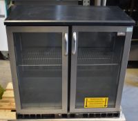 1 x Gamko Two Door Glass Fronted Bottle Fridge in Black With Stainless Steel Door Case - Model