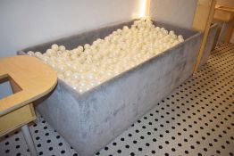 1 x Large Childrens Ball Pit With Balls - Upholstered in a Grey Fabric - Approx Size 3ft x 3ft x 7ft