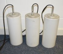 6 x Pendant Lights With Opal Glass Shades - Dimensions: Shade Height 31cm, Shade Diameter 13cm,