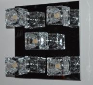 1 x Ice Cube Ceiling Light With Chrome Backplate - Ex Display Stock - CL298 - Ref: J319 - Location: