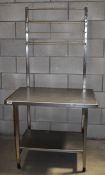 1 x Stainless Steel Prep Table With Hanging Rails - Suitable For Commercial Kitchens - H78/176 x W92