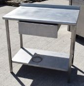 1 x Stainless Steel Prep Table With Upstand, Drawer and Undershef - CL282 - Ref CB361 H4D - H85 x