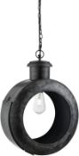 1 x Large Port-Hole 1 Light Pendant Large With An Antique Zinc Finish - New Boxed Stock - CL323 - Re