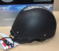 3 x Champion Ventair Deluxe Leather Harness Horse Riding Hats - Various Sizes in Black and