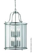 1 x Victorian Lantern Chrome 8-Light Ceiling Fitting With Clear Glass Panels - New Boxed Stock - (14