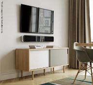 1 x DANN 2-Door Designer Sideboard / TV Unit In A Light Oak Finish - Dimensions: 65x135x45cm - New