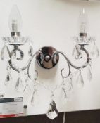 1 x RUBY 2-Bulb Chadelier Wall Light Fitting In White - IP44 (Suitable For Bathrooms) Ex-Display Ite