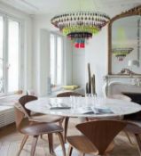 1 x Eero Saarinen Inspired Carrara Marble Tulip 100cm Round Dining Table - Brand New and Boxed