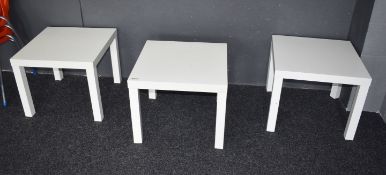 3 x Contemporary Side Tables in White - H45 x W55 x D55 cms
