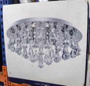 1 x Hanna 6-Light Semi-flush Fitting With Clear Diamond Droplets And Chrome Finish - New Boxed Stock