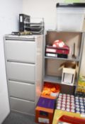 1 x Bisley Four Drawer Filing Cabinet and Small Shelf Unit - H132 x W47 x D62 cms