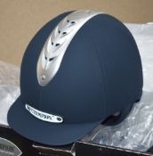 1 x Champion Ventair Evolution Horse Riding Hat - Colour Navy / Silver - Size 6.5/8 54cm - Unused