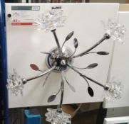 1 x Chrome Bellis 5-Light With a Semi-flush Fitting Along With Clear Flower Cut Glass Shades - Ex-Di