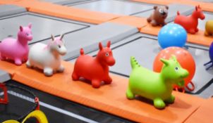 Large Collection of Assorted Children's Toys - Includes Inflated Animals, Play Tents, Space Hoppers