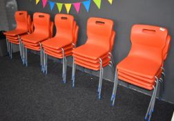 12 x Titan Stackable Chairs With Bright Orange Plastic Seats, Steel Bases and Carry Handles -