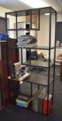 1 x Multi-shelf Industrial Style Shelf Unit in Black - Six Shelves Linked by Eye Catching Metal Work