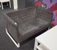 2 x Ikea Knopparp Two Seater Sofas in Dark Grey - Features Removable Washable Padded Covers