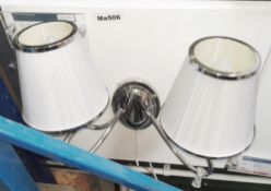 1 x 2-Lamp Wall Light Fitting In Chrome With String Shades With Droplets And Pull Cord - Ex-Display,