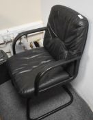 1 x Cantilever Office Chair Upholstered in Black Leather