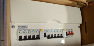 1 x Metal 10 Way Consumer Unit - Dual RCDE, Populated - Unused Boxed Stock - Ref636 - WH2 -