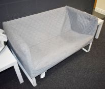 2 x Ikea Knopparp Two Seater Sofas in Light Grey - Features Removable Washable Padded Covers