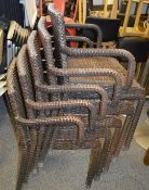 5 x Commercial Rattan Stackable Outdoor Bistro Chairs - Dimensions: H76 x W56 x D47cm, Seat Height