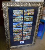 1 x Framed Display Piece Featuring Facsimiles Of Bygone Postcards - Dimensions: H107 x W68cm - Used,