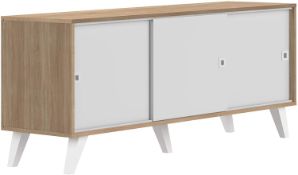 1 x Prism Moden 3-Door Sideboard With An Oak/White Finish - Dimensions: 61.8 x 149 x 40 cm - Made In