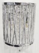 1 x Elise 2 Light Crystal Wall Light Polished Chrome With Pull Cord - Ex Display, Mounted On Backboa