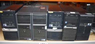 6 x Various Desktop Computers - Brands Include Acer, HP and Fujitsu - Hard Disk Drives Removed -