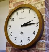 1 x Newgate Wimbledon Minimalist Wall Clock With Deep Wooden Surround and Glass Front - Large Size -
