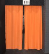 1 x Pair of Orange Curtains With Chrome Curtain Rail - Curtains Size Approx 250 x 145 each