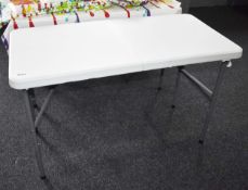 1 x Rectangle Foldable Poly Table - H76 x W120 x D59 cms - Ideal For Schools, Canteens, Offices