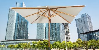 1 x Gold Series 3 x 3 Metre Luxury Meranti Hardwood Parasol With 300 Grm Acrylic Canopy - RRP £1,200