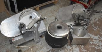 2 x 12 Inch Meat Slicers, Soup Kettle and Hand Wash Basin - Assorted Collection of Catering